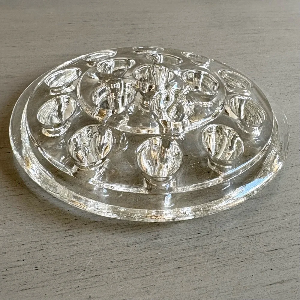 VTG Flower Frog Clear Glass Plant Holder 16 Holes 4.5